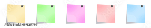 Foto Colorful Sticky Notes with Push Pins Set Isolated on Transparent Background, Mem