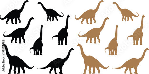 Brachiosaurus silhouettes and illustrations a prehistoric dinosaur collection