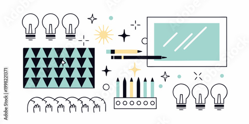 Hand Drawn Creative Elements and Textures Illustration