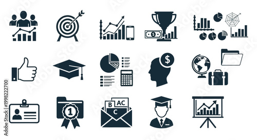 Business and finance line icons set with Business icons. Business and Finance web icons in line style. Money, bank