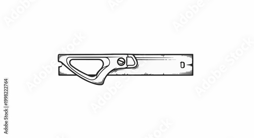 Sketch of a hand saw with a metal handle and a wooden blade