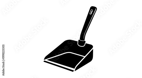 Dustpan and brush silhouette on white background