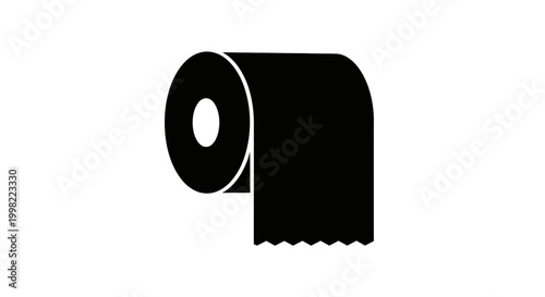 Toilet paper roll silhouette on a white background
