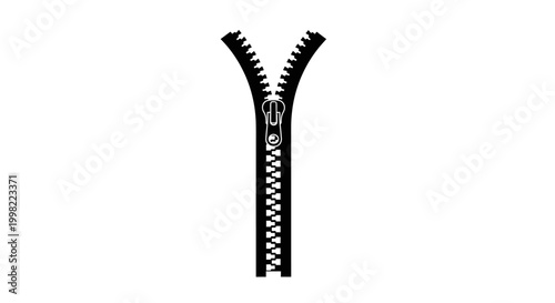 Black zipper silhouette on a white background