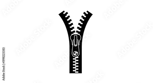 Black zipper silhouette on a white background