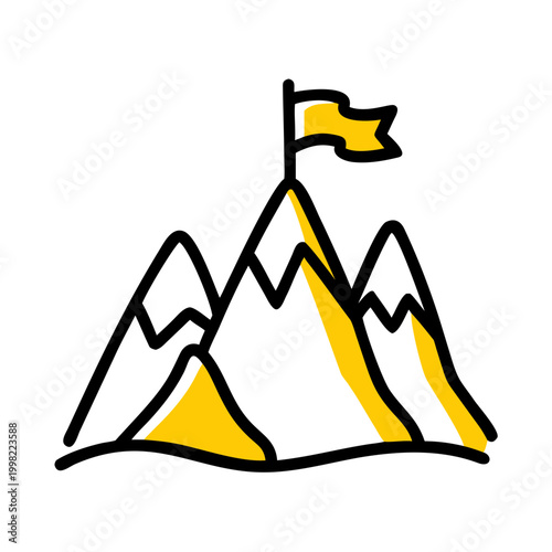 Success mountains peak flag achievement goal reaching summit top victory.