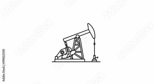 Simple illustration of an oil pump jack in motion against a white background