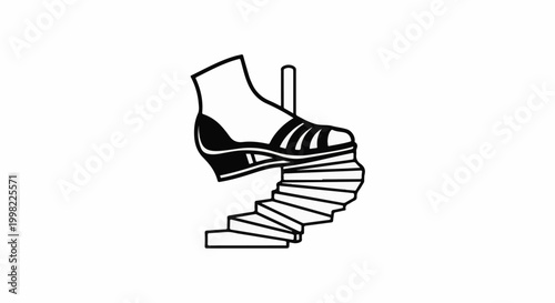 Shoe on winding stairs