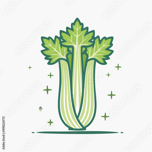 Stylized illustration of fresh celery stalks