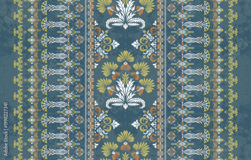 Motifs Ikat floral paisley embroidery floral. ikat ethnic Saree Sarong oriental pattern traditional.Ikat embroidery style abstract embroidery design for texture,fabric,clothing,wrapping,decoration