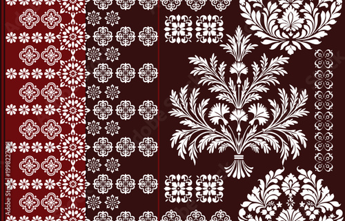 Motifs Ikat floral paisley embroidery floral. ikat ethnic Saree Sarong oriental pattern traditional.Ikat embroidery style abstract embroidery design for texture,fabric,clothing,wrapping,decoration