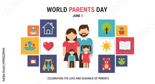 World Parents Day Celebration Illustration.