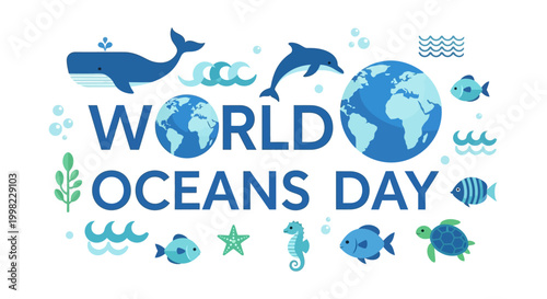 World Oceans Day awareness campaign illustration.