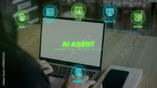 Canvastavla AI agent automation workflow concept business technology laptop screen showing a