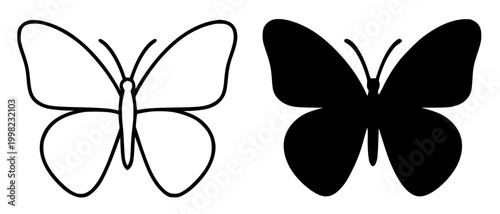 Butterfly minimalist illustration, outline and silhouette animal icon