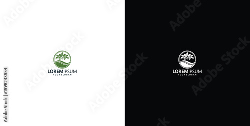 wave and palm tree logo vector design