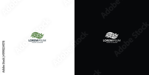 wave and palm tree logo vector design