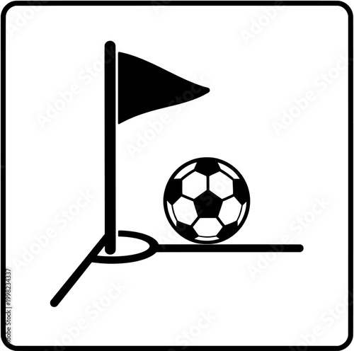 Football corner flag icon soccer corner kick symbol