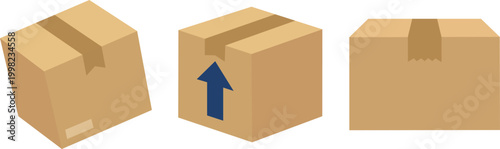 Cardboard box vector icon set for shipping, delivery, and logistics