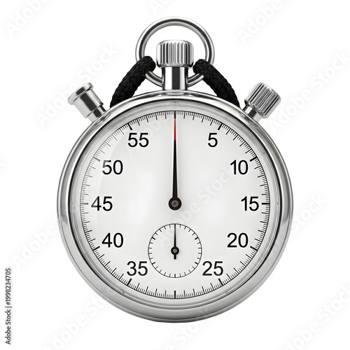 Classic Stopwatch with Black Leather Strap and Red Second Hand