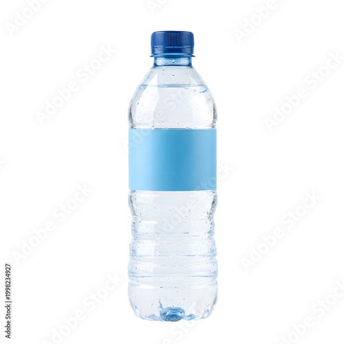 Clear Plastic Water Bottle with Blue Cap