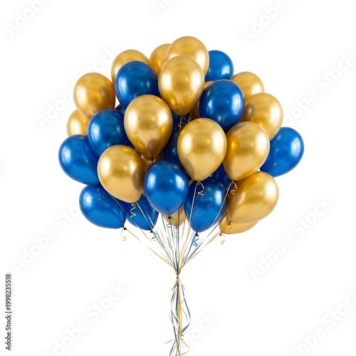 Golden and Blue Balloon Bouquet for Celebrations and Events