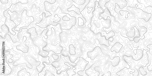 Topographic map design with wavy lines and contours on white background