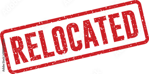 Relocated stamp a red ink impression on white background