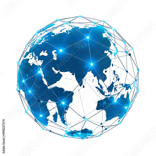 Detailed globe illustration with blue and white colors
