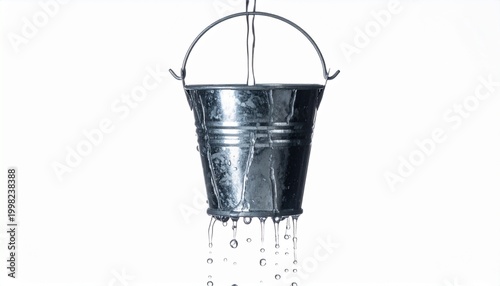 Leaking Bucket Water Streams Inefficiency Loss Concept Visuals