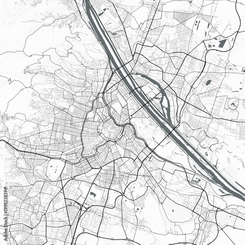 Photography Visually appealing minimalist city map of Vienna, Austria
