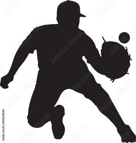 Baseball player silhouette a dynamic moment of pitching or fielding