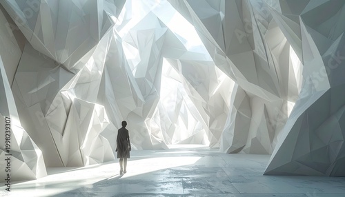 Woman in a Crystal Cave - Exploring the Depths of Light and Form.