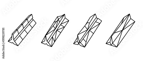 architect scale , Geometric Origami line art vector set