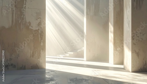 Sunlit Concrete Pillars - A Study in Light and Shadow.