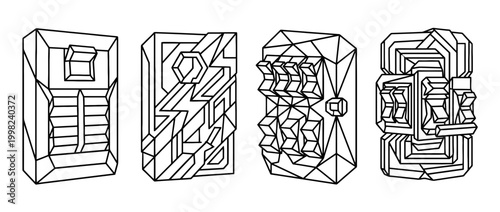 breaker box , Geometric Origami line art vector set