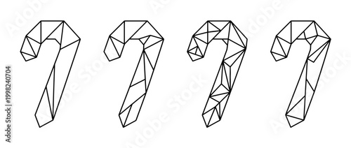 candy cane , Geometric Origami line art vector set