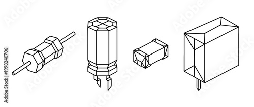 capacitor , Geometric Origami line art vector set