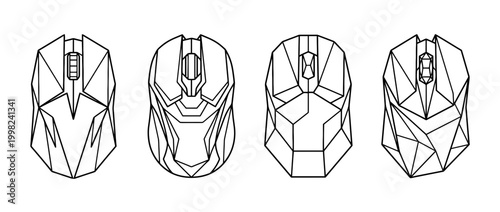 computer mouse , Geometric Origami line art vector set