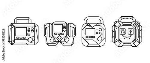 defibrillator , Geometric Origami line art vector set