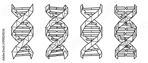 dna helix , Geometric Origami line art vector set