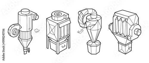 dust collector , Geometric Origami line art vector set