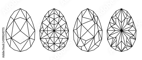 egg , Geometric Origami line art vector set