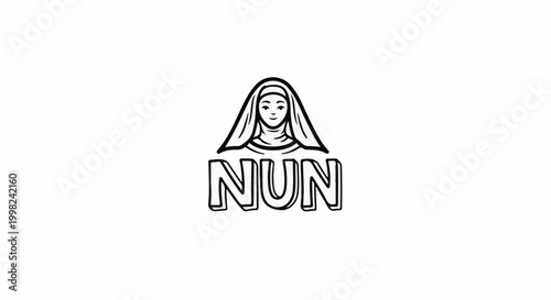 Stylized drawing of a nun's head with the word "NUN" below