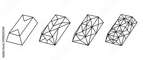 gold ingot , Geometric Origami line art vector set