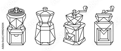 grinder , Geometric Origami line art vector set