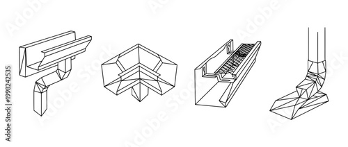 gutter , Geometric Origami line art vector set
