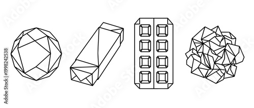 gum , Geometric Origami line art vector set