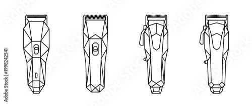 hair clipper , Geometric Origami line art vector set