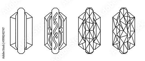 hot dog , Geometric Origami line art vector set